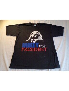 Authentic Mikey For President Black Cotton T-Shirt Size Large